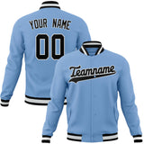 Custom Light-Blue & Black Solid Color Varsity Jacket