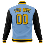 Custom Light-Blue & Black Solid Color Varsity Jacket JA01240607CK288