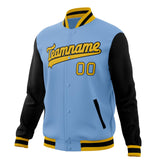 Custom Light-Blue & Black Solid Color Varsity Jacket JA01240607CK288