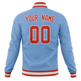 Custom Light-Blue & Orange Solid Color Varsity Jacket JA01240607CK289