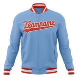 Custom Light-Blue & Orange Solid Color Varsity Jacket JA01240607CK289