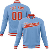 Custom Light-Blue & Orange Solid Color Varsity Jacket JA01240607CK289