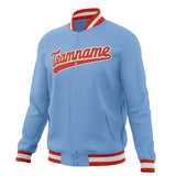 Custom Light-Blue & Orange Solid Color Varsity Jacket JA01240607CK289