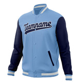 Custom Light-Blue & Navy Solid Color Varsity Jacket JA01240607CK290