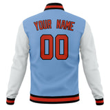 Custom Light-Blue & White Solid Color Varsity Jacket JA01240607CK291