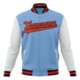 Custom Light-Blue & White Solid Color Varsity Jacket JA01240607CK291