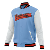 Custom Light-Blue & White Solid Color Varsity Jacket JA01240607CK291