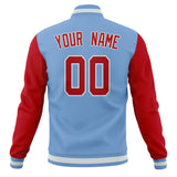 Custom Light-Blue & Red Solid Color Varsity Jacket JA01240607CK292