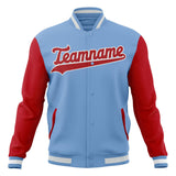 Custom Light-Blue & Red Solid Color Varsity Jacket JA01240607CK292