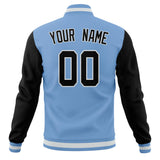 Custom Light-Blue & Black Solid Color Varsity Jacket JA01240607CK294