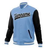 Custom Light-Blue & Black Solid Color Varsity Jacket JA01240607CK294