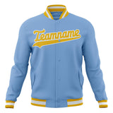 Custom Light-Blue & Gold Solid Color Varsity Jacket JA01240607CK295