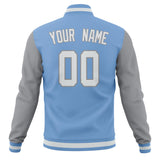 Custom Light-Blue & Gray Solid Color Varsity Jacket JA01240607CK296