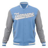 Custom Light-Blue & Gray Solid Color Varsity Jacket JA01240607CK296