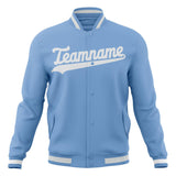 Custom Light-Blue & White Solid Color Varsity Jacket JA01240607CK297