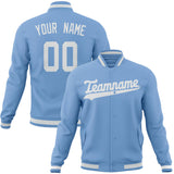 Custom Light-Blue & White Solid Color Varsity Jacket