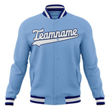 Custom Light-Blue & White Solid Color Varsity Jacket JA01240607CK299