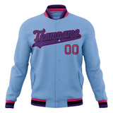 Custom Light-Blue & Pink Solid Color Varsity Jacket JA01240607CK300