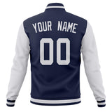 Custom Navy & White Solid Color Varsity Jacket JA01240607CK301