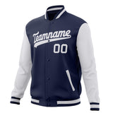 Custom Navy & White Solid Color Varsity Jacket JA01240607CK301