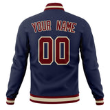 Custom Navy & Crimson Solid Color Varsity Jacket JA01240607CK302