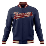 Custom Navy & Crimson Solid Color Varsity Jacket JA01240607CK302