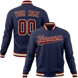 Custom Navy & Crimson Solid Color Varsity Jacket JA01240607CK302