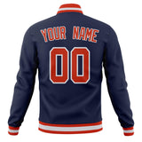 Custom Navy & Orange Solid Color Varsity Jacket JA01240607CK303