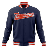 Custom Navy & Orange Solid Color Varsity Jacket JA01240607CK303