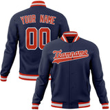 Custom Navy & Orange Solid Color Varsity Jacket