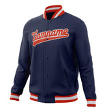 Custom Navy & Orange Solid Color Varsity Jacket JA01240607CK303