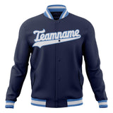 Custom Navy & White Solid Color Varsity Jacket JA01240607CK304