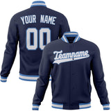 Custom Navy & White Solid Color Varsity Jacket