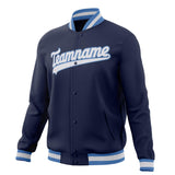 Custom Navy & White Solid Color Varsity Jacket JA01240607CK304