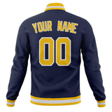 Custom Navy & Yellow Solid Color Varsity Jacket JA01240607CK305