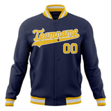 Custom Navy & Yellow Solid Color Varsity Jacket JA01240607CK305