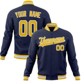 Custom Navy & Yellow Solid Color Varsity Jacket