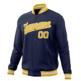 Custom Navy & Yellow Solid Color Varsity Jacket JA01240607CK305