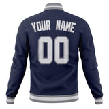 Custom Navy & Gray Solid Color Varsity Jacket JA01240607CK306