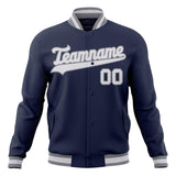 Custom Navy & Gray Solid Color Varsity Jacket JA01240607CK306