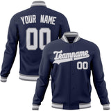 Custom Navy & Gray Solid Color Varsity Jacket JA01240607CK306