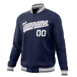 Custom Navy & Gray Solid Color Varsity Jacket JA01240607CK306