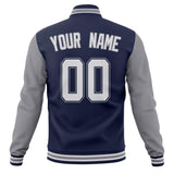 Custom Navy & Gray Solid Color Varsity Jacket JA01240607CK307