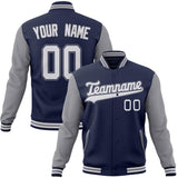 Custom Navy & Gray Solid Color Varsity Jacket JA01240607CK307