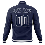 Custom Navy & White Solid Color Varsity Jacket JA01240607CK308