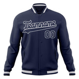 Custom Navy & White Solid Color Varsity Jacket JA01240607CK308