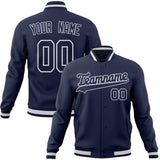 Custom Navy & White Solid Color Varsity Jacket JA01240607CK308