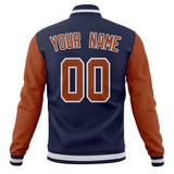 Custom Navy & Brown Solid Color Varsity Jacket JA01240607CK310