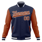 Custom Navy & Brown Solid Color Varsity Jacket JA01240607CK310