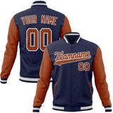 Custom Navy & Brown Solid Color Varsity Jacket JA01240607CK310